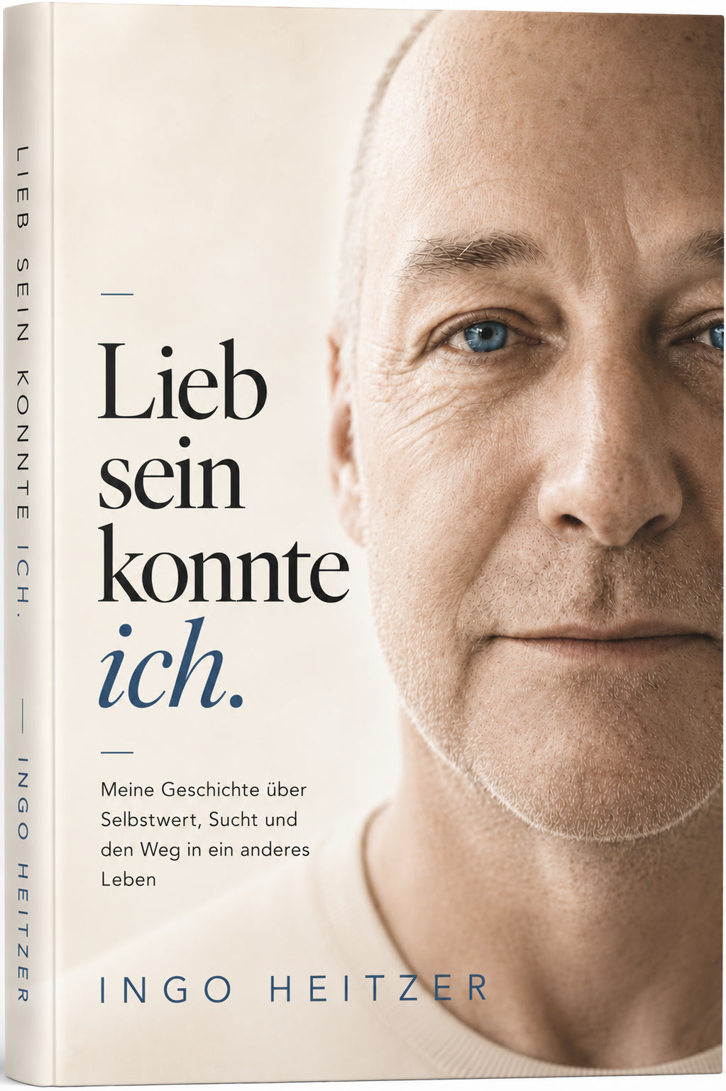 Coverentwurf Lieb sein konnte ich. von Ingo Heitzer mit farbigem Porträt.